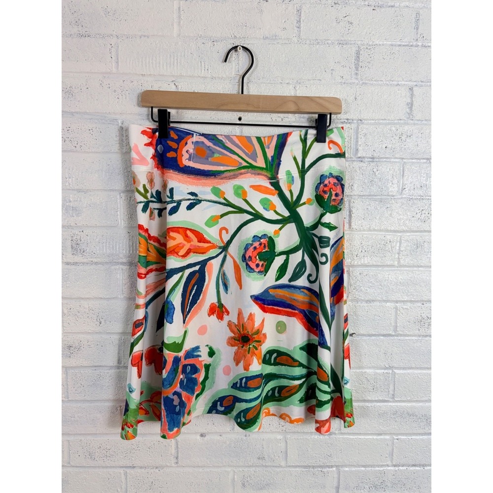 Whimsy Rose Silky Swing Skirt Womens M Stretch Abstract Floral Pull On